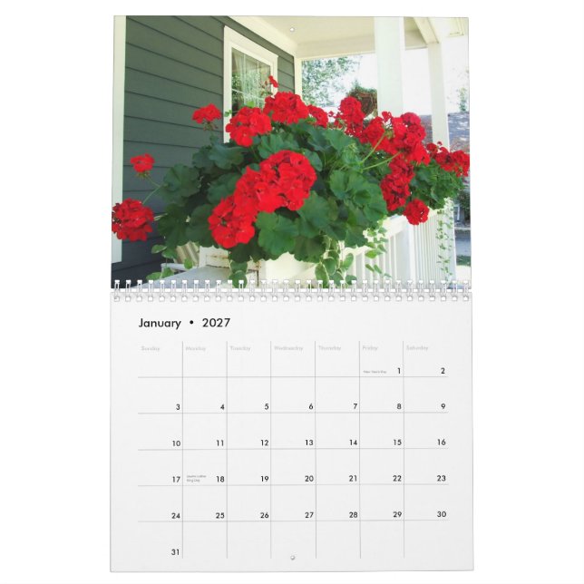 2012 Flowers Calendar (Jan 2027)