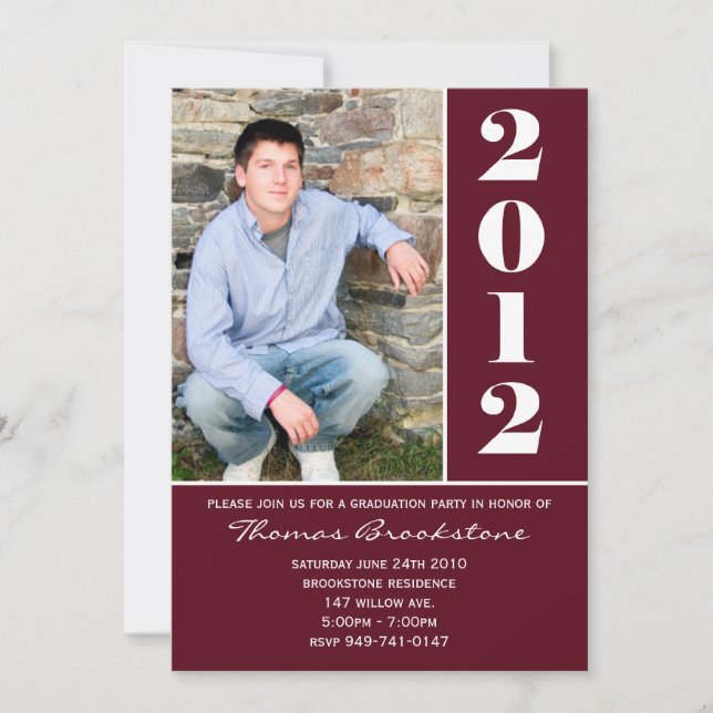 2012 Graduation Announcement Maroon (Front)