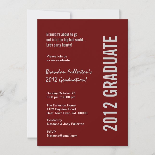 2012 Graduation Party Burgundy Template (Front)