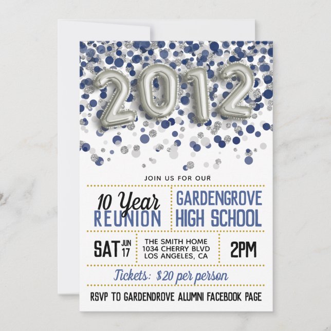 2012 High School College Reunion Invitation (Front)