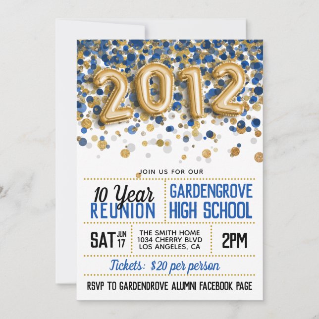 2012 High School College Reunion Invitation (Front)