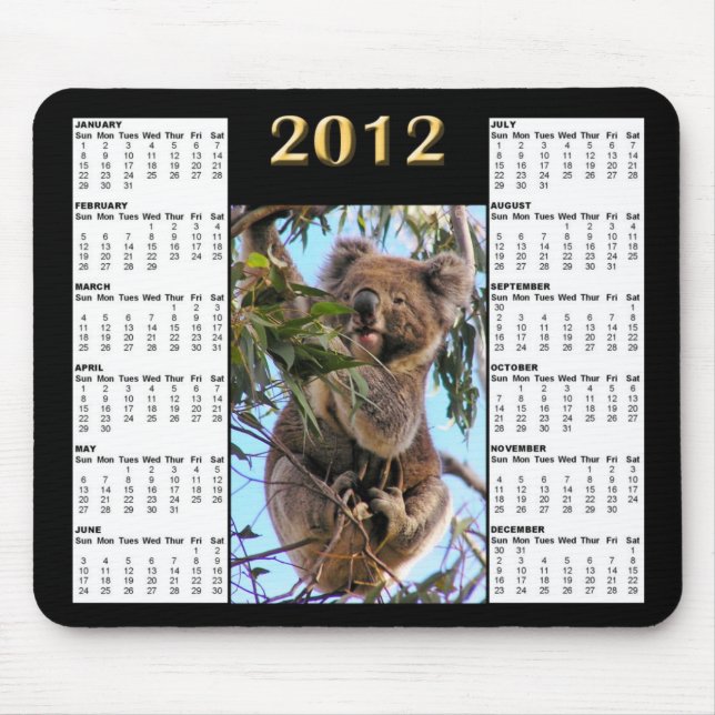2012 Koala Calendar Mousepad (Front)