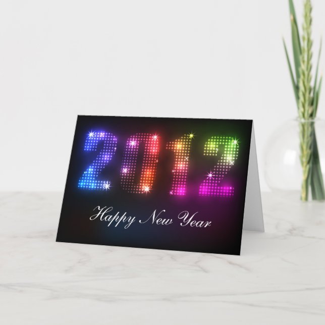 2012 New Year's Rainbow Lights Design Holiday Card (Front)