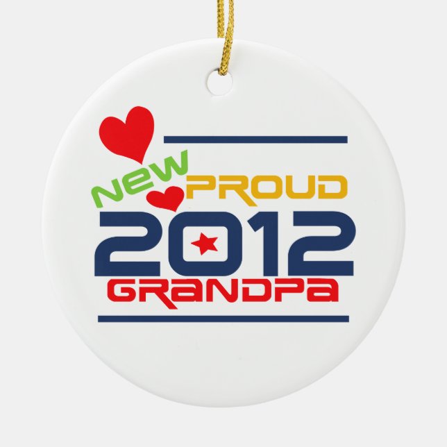 2012 Proud Grandpa T-shirts and Gifts Ceramic Tree Decoration (Front)