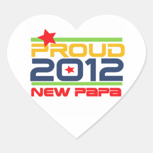 2012 Proud New Papa T-shirts and Gifts Heart Sticker