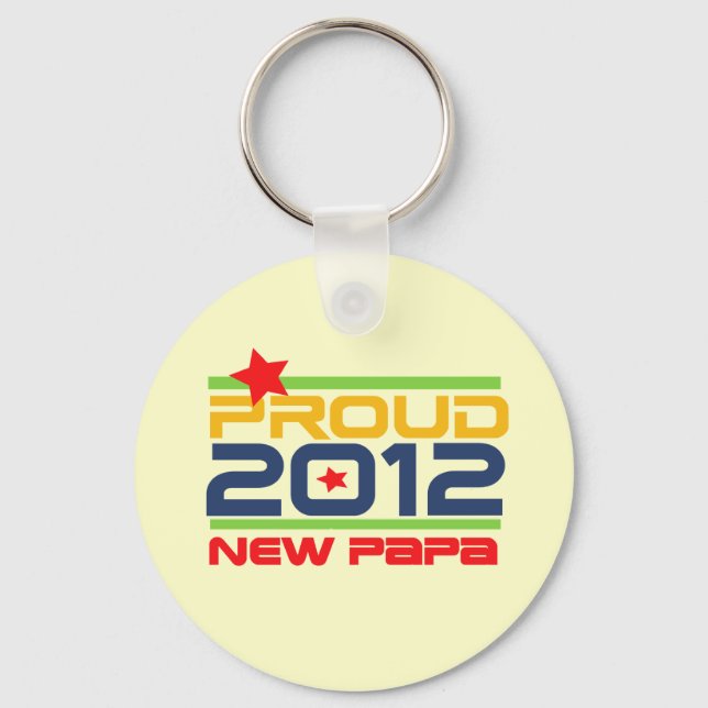 2012 Proud New Papa T-shirts and Gifts Key Ring (Front)
