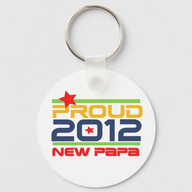 2012 Proud New Papa T-shirts and Gifts Key Ring (Front)