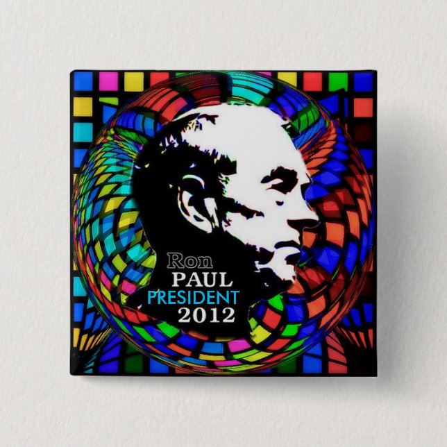 2012 Ron Paul Psychedelic square pin (Front)