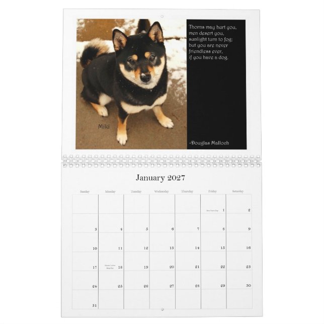 2012 Shiba Inu Calendar (Jan 2027)