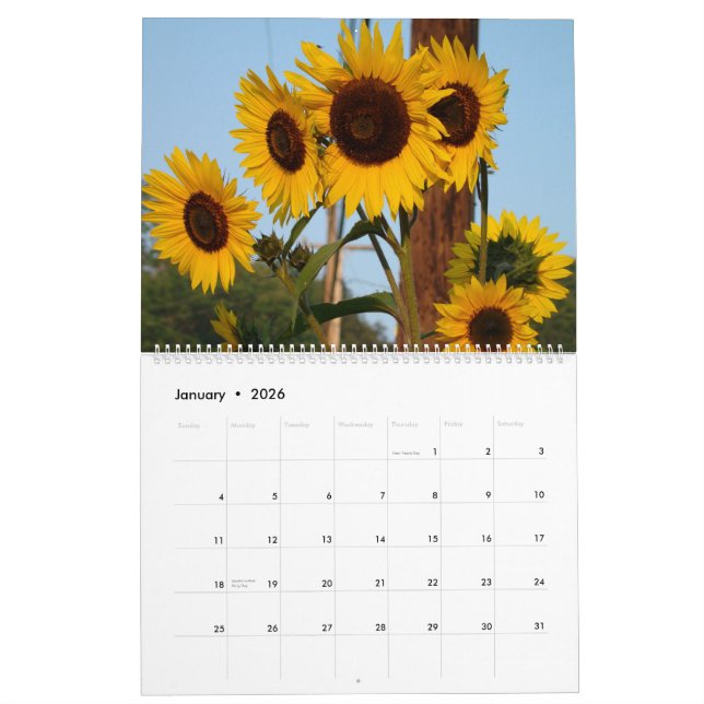 2012 Sunflower Calendar (Jan 2026)