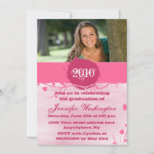 2012 Trendy grunge pink graduation party invite