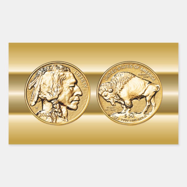 2013 American Buffalo Proof Gold Coin  ~  USA Rectangular Sticker (Front)