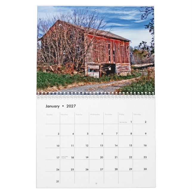 2013 Big Old Beautiful Rural Barns Calendar (Jan 2027)