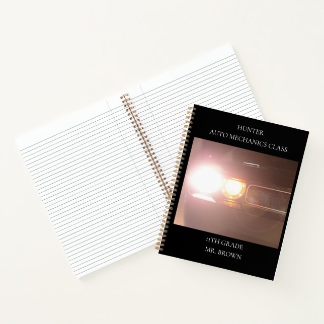 2013 Black Muscle Car  Lights School Sports Car Notebook (Inside)