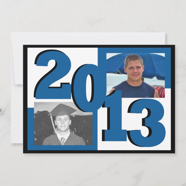 2013 Blue Block Grad Photo Invitation (Front)