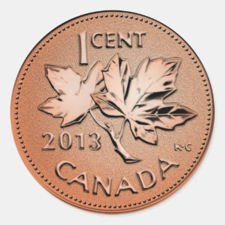 2013 Canadian penny Classic Round Sticker