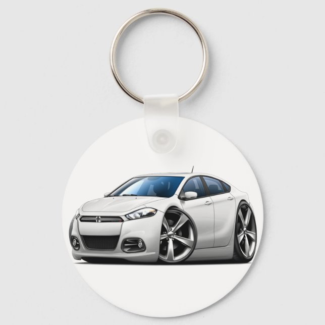 2013 Dodge Dart White Car Key Ring (Front)