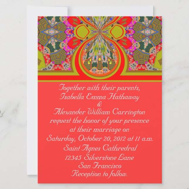 2013 Elegant Red Personalised Wedding Invitation (Front)