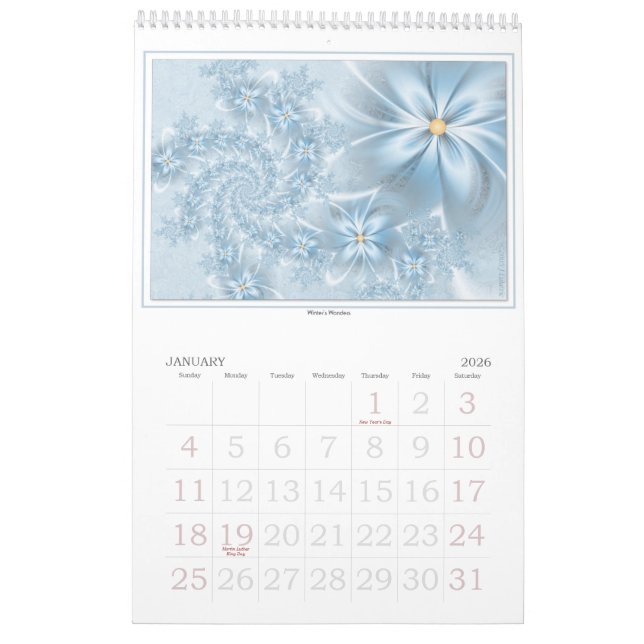 2013 Fractal Flowers Wall Calendar (Jan 2026)