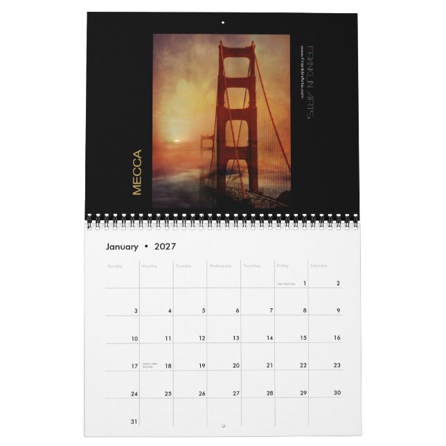 2013 Golden Gate Bridge Inspired Artwork Calendar (Jan 2027)