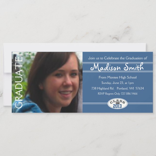 2013 Graduation Fun Blue Party Invitation (Front)