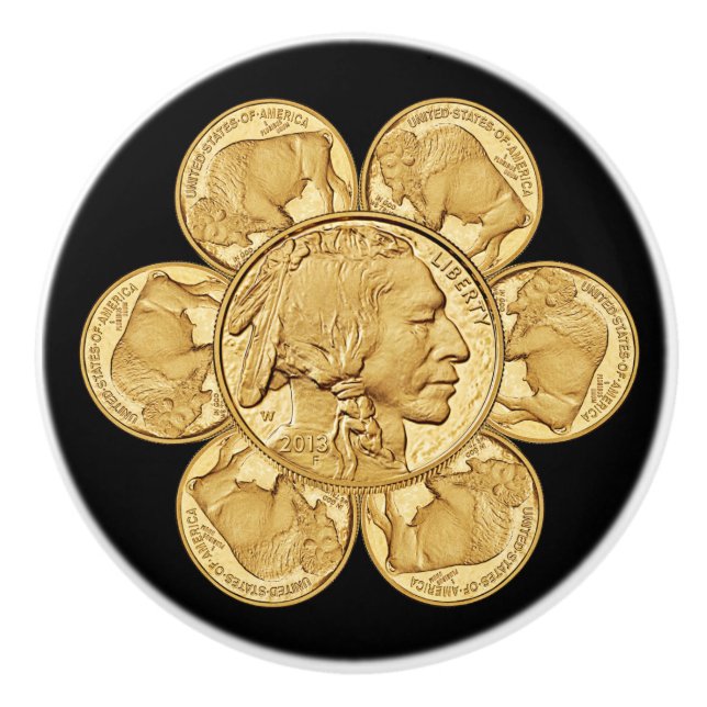 2013 Indian ~ American Buffalo  ~ Gold Coin ~ * ~ Ceramic Knob (Front)
