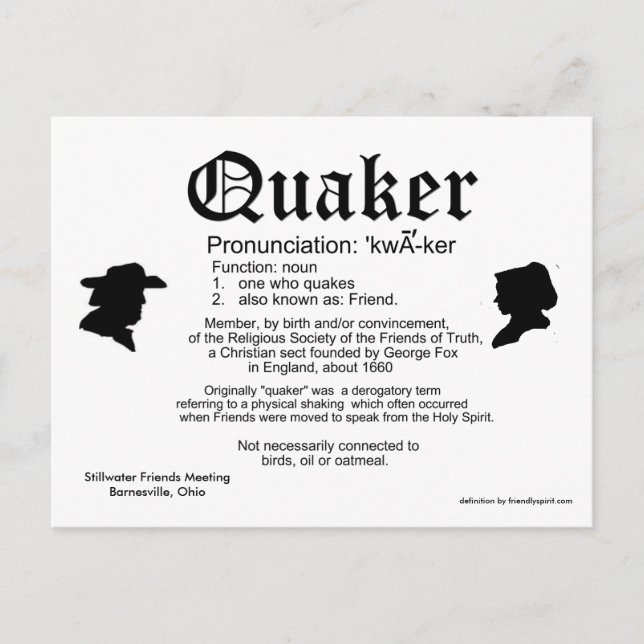2013 Mini Calendar Definition of a Quaker Postcard (Front)
