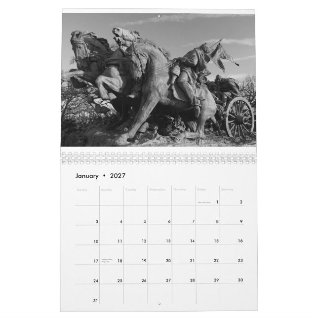 2013 Washington DC Black and White Calendar (Jan 2027)