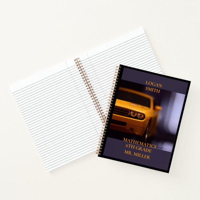 2013 Yellow Muscle Car Custom School Classroom   Notebook (Inside)