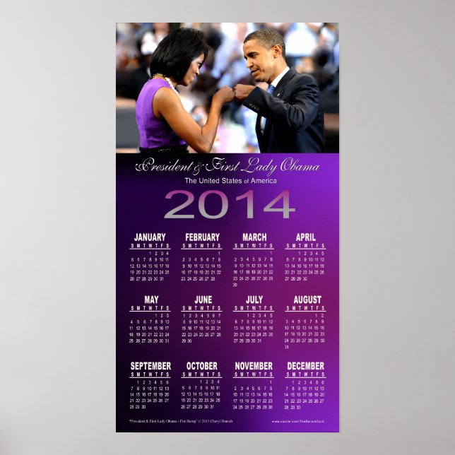 2014 Barack and Michelle Obama Fist Bump Calendar Poster (Front)