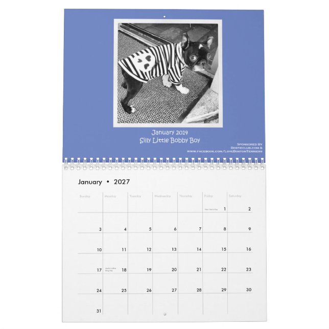 2014 Boston Terrier Calendar (Jan 2027)
