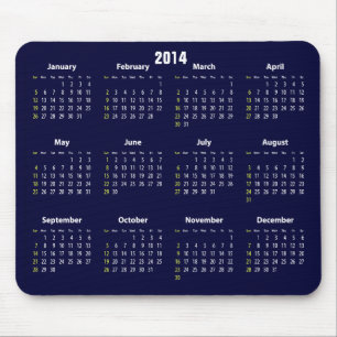 2014 calendar blue colour mouse pad