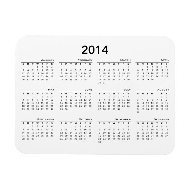 2014 Calendar Fridge Magnet (Horizontal)