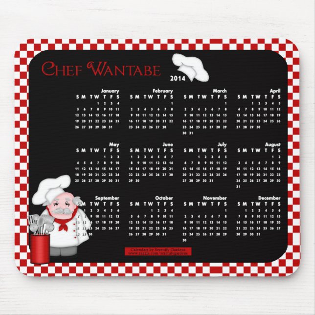 2014 Calendar Mouse Pad-Chef Wantabe Mouse Pad (Front)