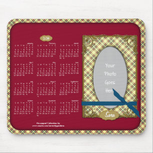 2014 Calendar Mousepad-Tartan Blue Raspberry Mouse Pad