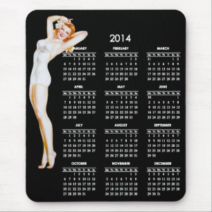 2014 Calendar with Vintage Pin-Up Girl Mouse Pad