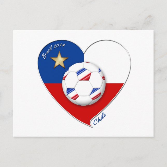 2014 "CHILE" Football. Chilean national soccer tea Postcard (Front)