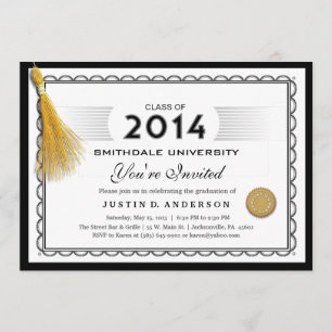 2014 Diploma Graduation Invite with Gold Tassel