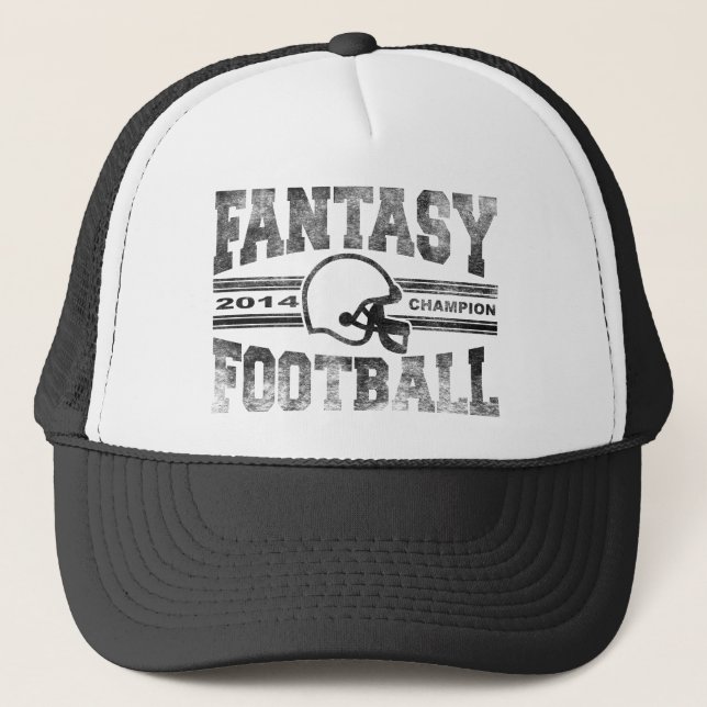 2014 Fantasy Football Champion Helmet Champ Washed Trucker Hat (Front)