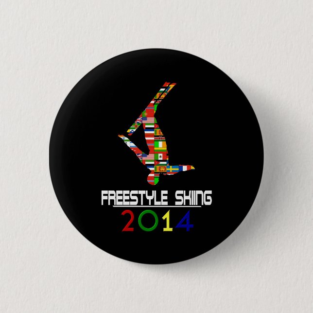 2014: Freestyle Skiing 6 Cm Round Badge (Front)