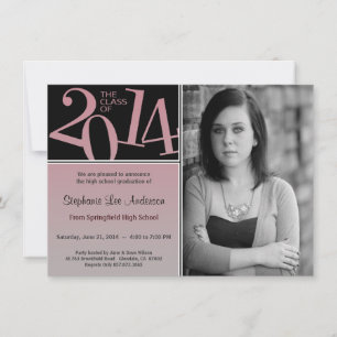 2014 Graduation Blush on Grey Invite