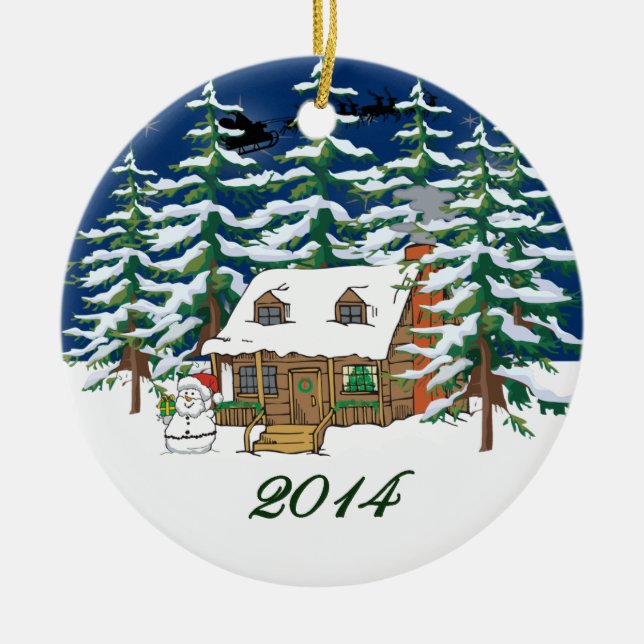 2014 Log Cabin Christmas Ornament (Front)