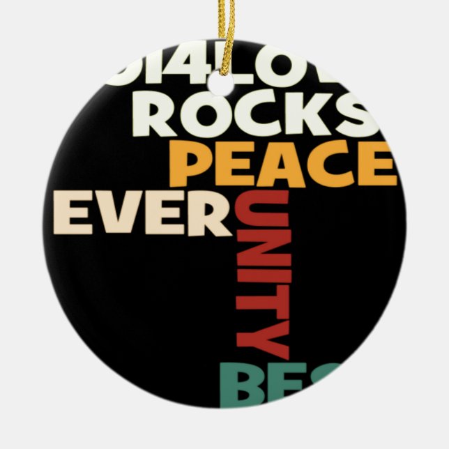 2014 Love Rocks Peace Art Print Ceramic Ornament (Front)