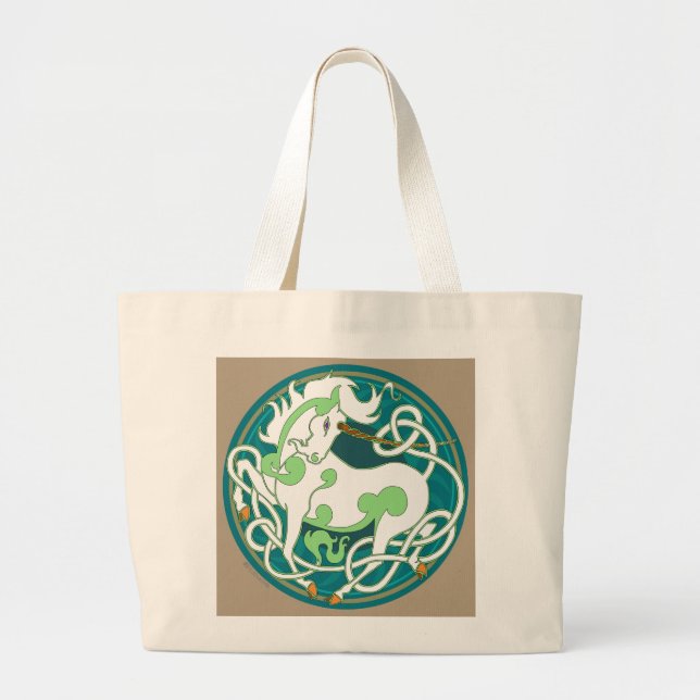 2014 Mink Totes: Unicorn Jumbo Tote - Green/White (Front)