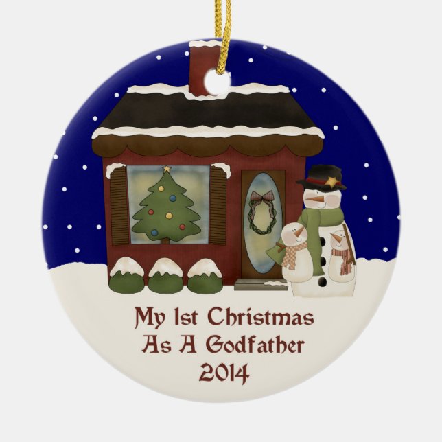 2014 My 1st Christmas As A Godfather Ceramic Ornament (Front)