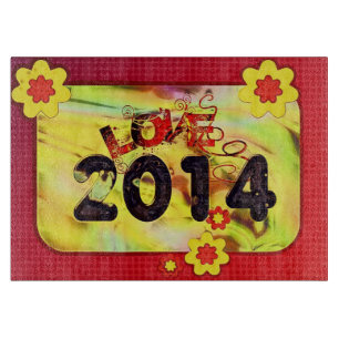2014 New Years Colourful Pattern Peace Love Destin Cutting Board