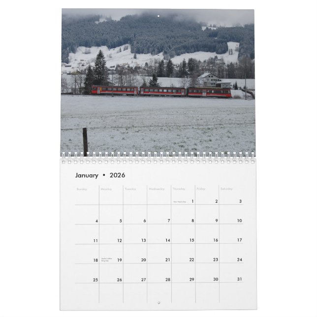 2014 Swiss Train Calendar (Jan 2026)