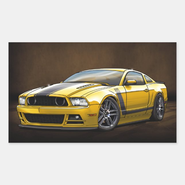 2014 Yellow Boss 302 Rectangular Sticker (Front)