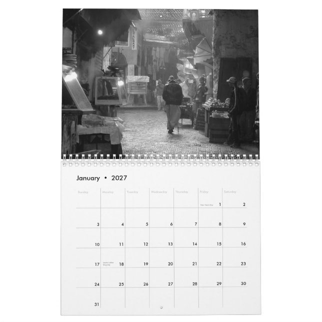 2015 Black and white photography calendar (Jan 2027)