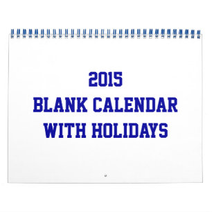2015 Blank Calendar With Holidays And Blue Wire